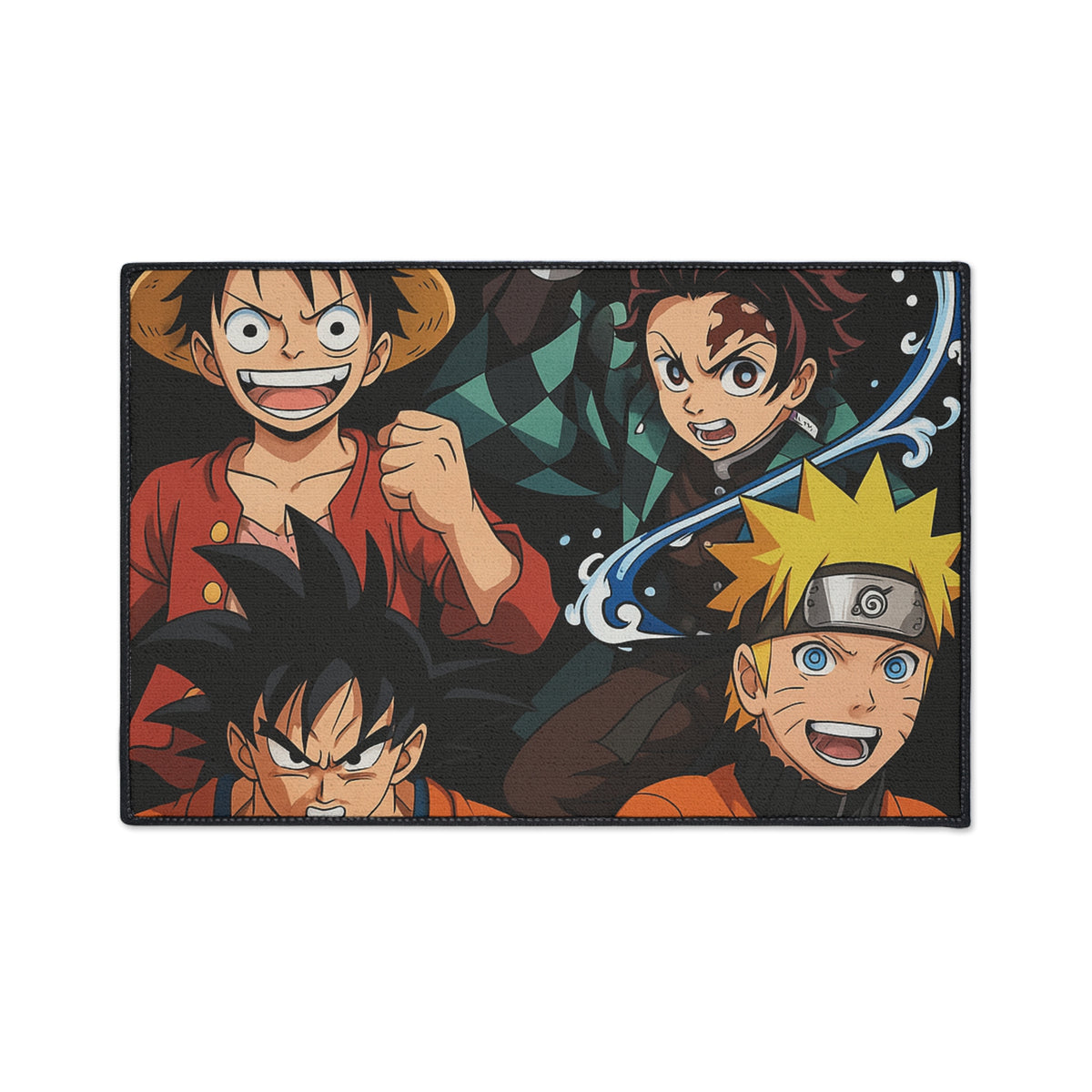Anime Gift Heroes Group Floor Mat | Luffy Goku Tanjiro Naruto Rug