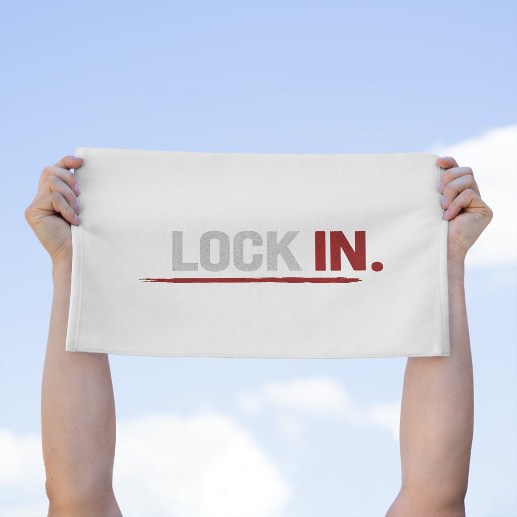 "LOCK IN." Motivational Sports Rally Towel (11x18)