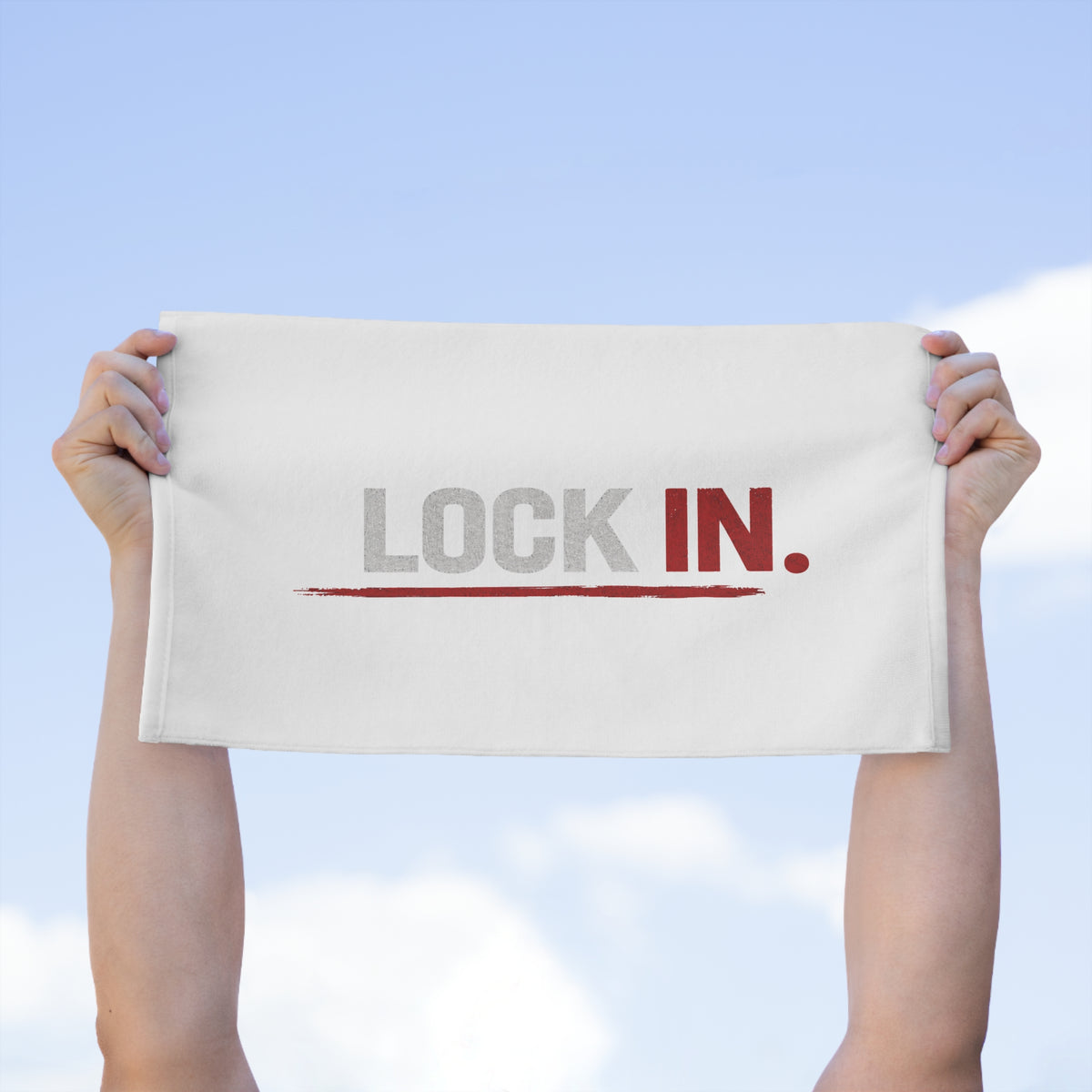 "LOCK IN." Motivational Sports Rally Towel (11x18)