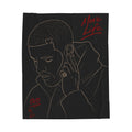 Drake Minimal Line Art Portrait with Red Script Velveteen Plush Blanket