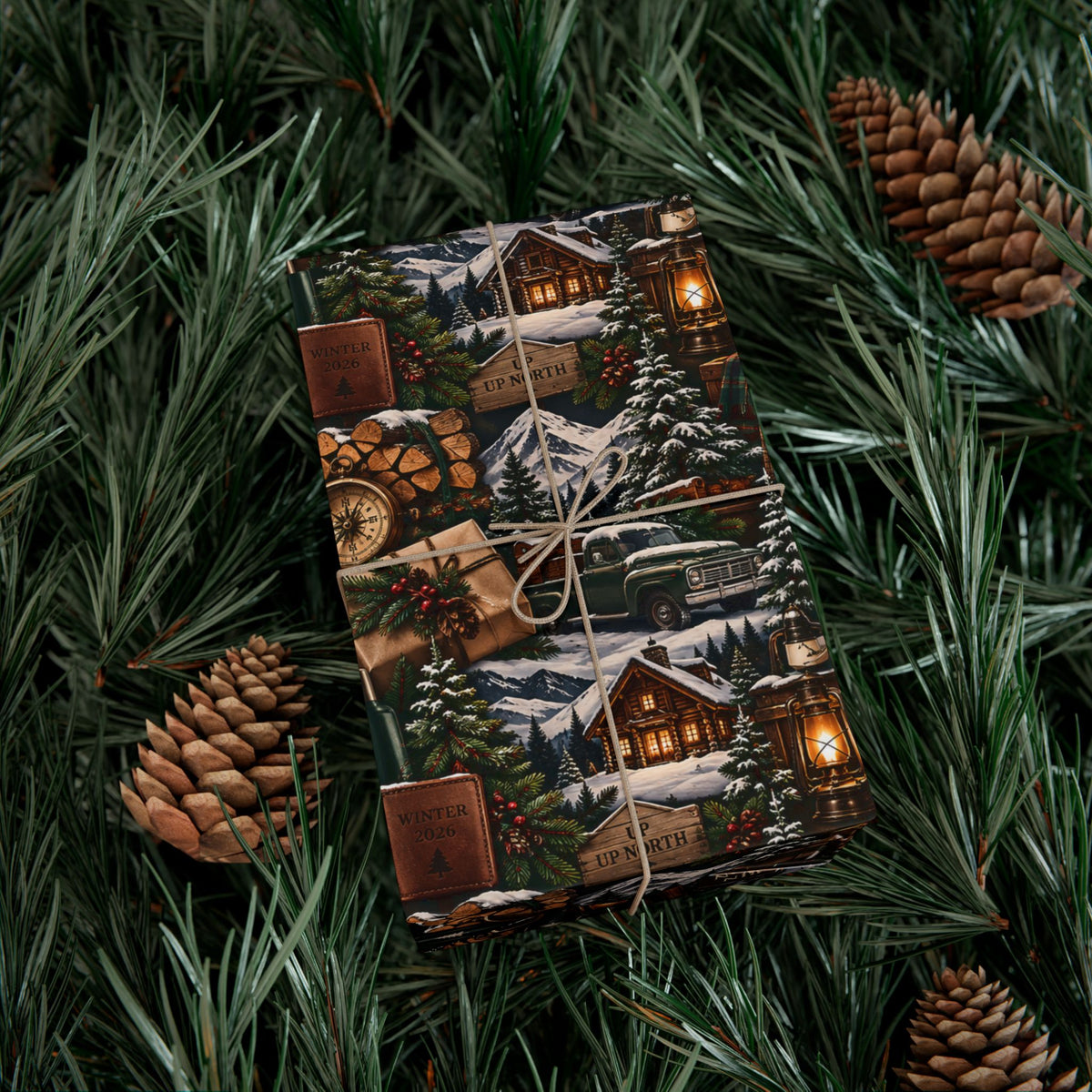 Cabin Season Christmas Wrapping Paper – Rustic Mountain Lodge & Winter Holiday Gift Wrap
