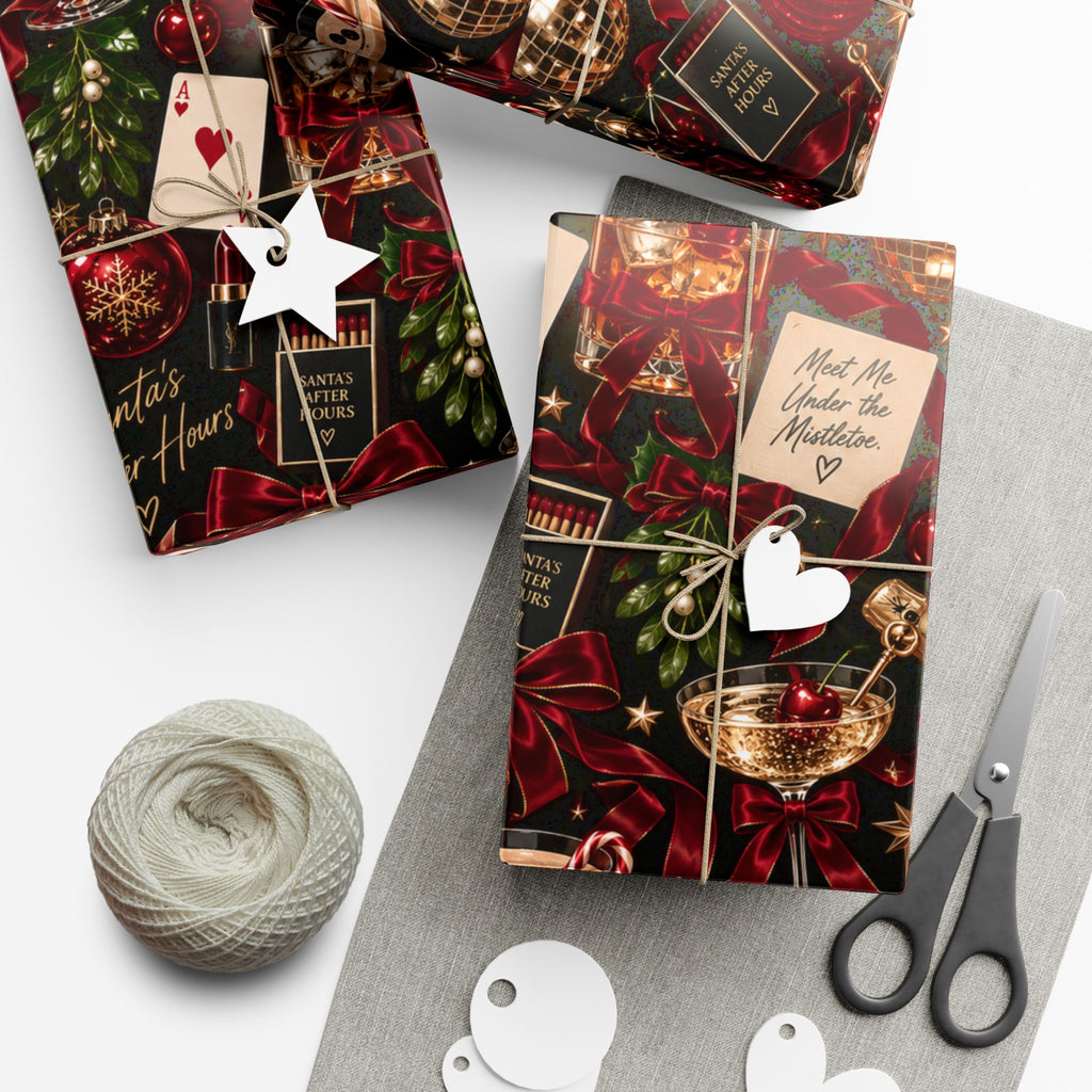 Santa’s After Hours Christmas Wrapping Paper – Naughty Cocktail & Luxury Holiday Gift Wrap