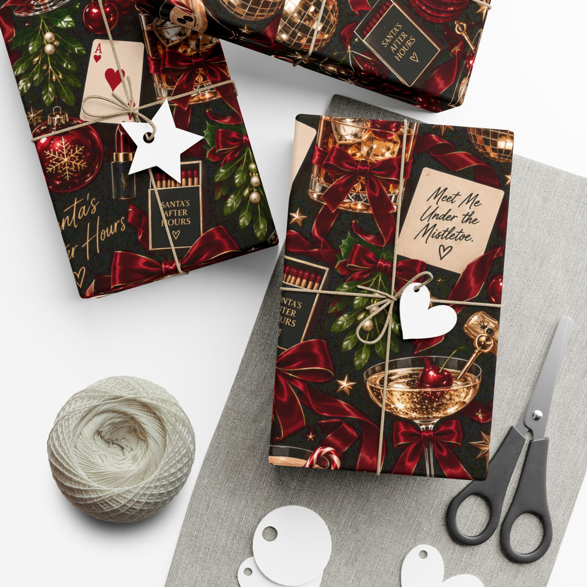 Santa’s After Hours Christmas Wrapping Paper – Naughty Cocktail & Luxury Holiday Gift Wrap