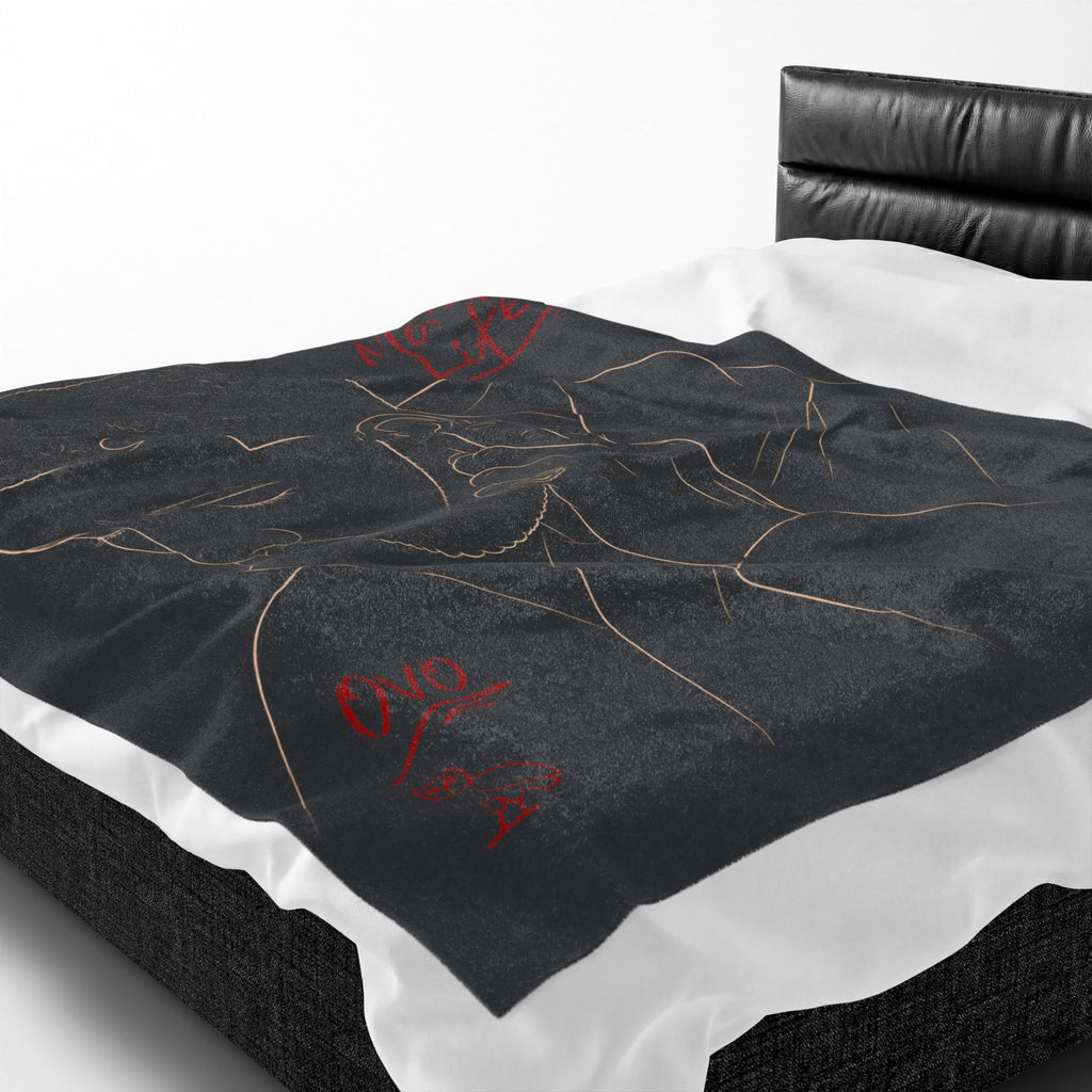 Drake Minimal Line Art Portrait with Red Script Velveteen Plush Blanket