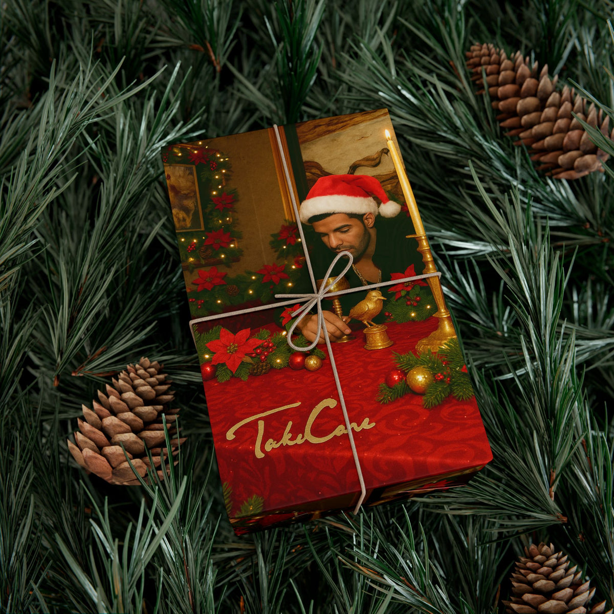 Drake Take Care Design Christmas Wrapping Paper,Holiday Gift Wrap, Festive Present Wrap, Unique Gift Paper, Fun Xmas Wrap