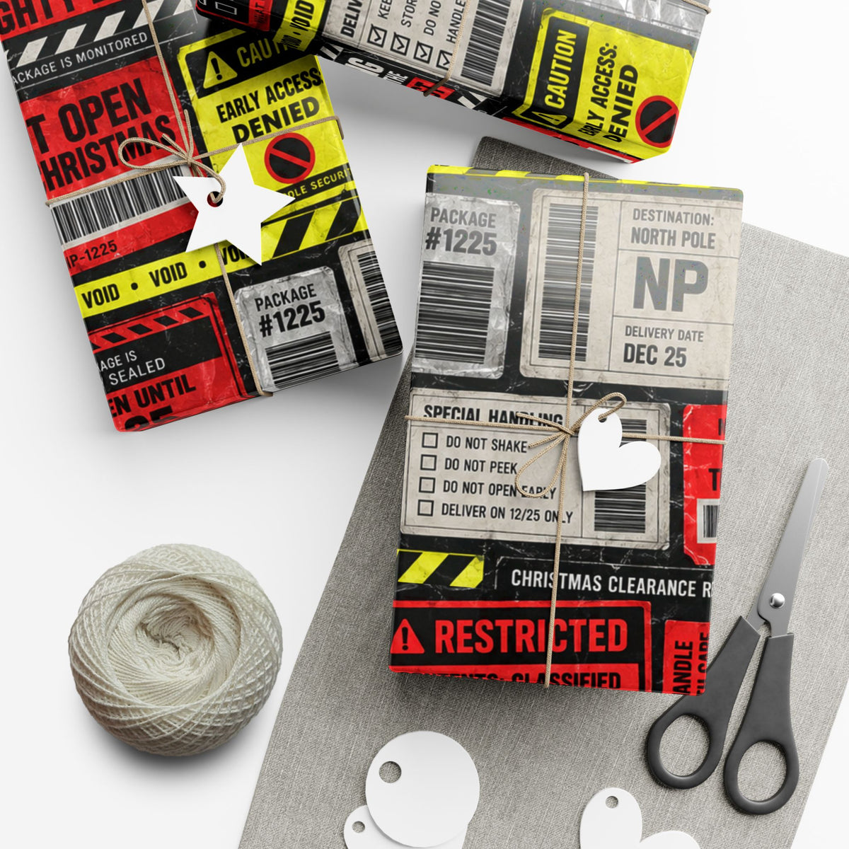 Do Not Open Until Christmas Wrapping Paper – North Pole Security Warning Gift Wrap