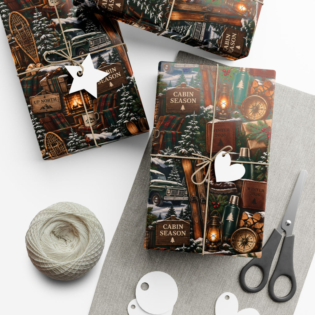 Cabin Season Christmas Wrapping Paper – Rustic Mountain Lodge & Winter Holiday Gift Wrap