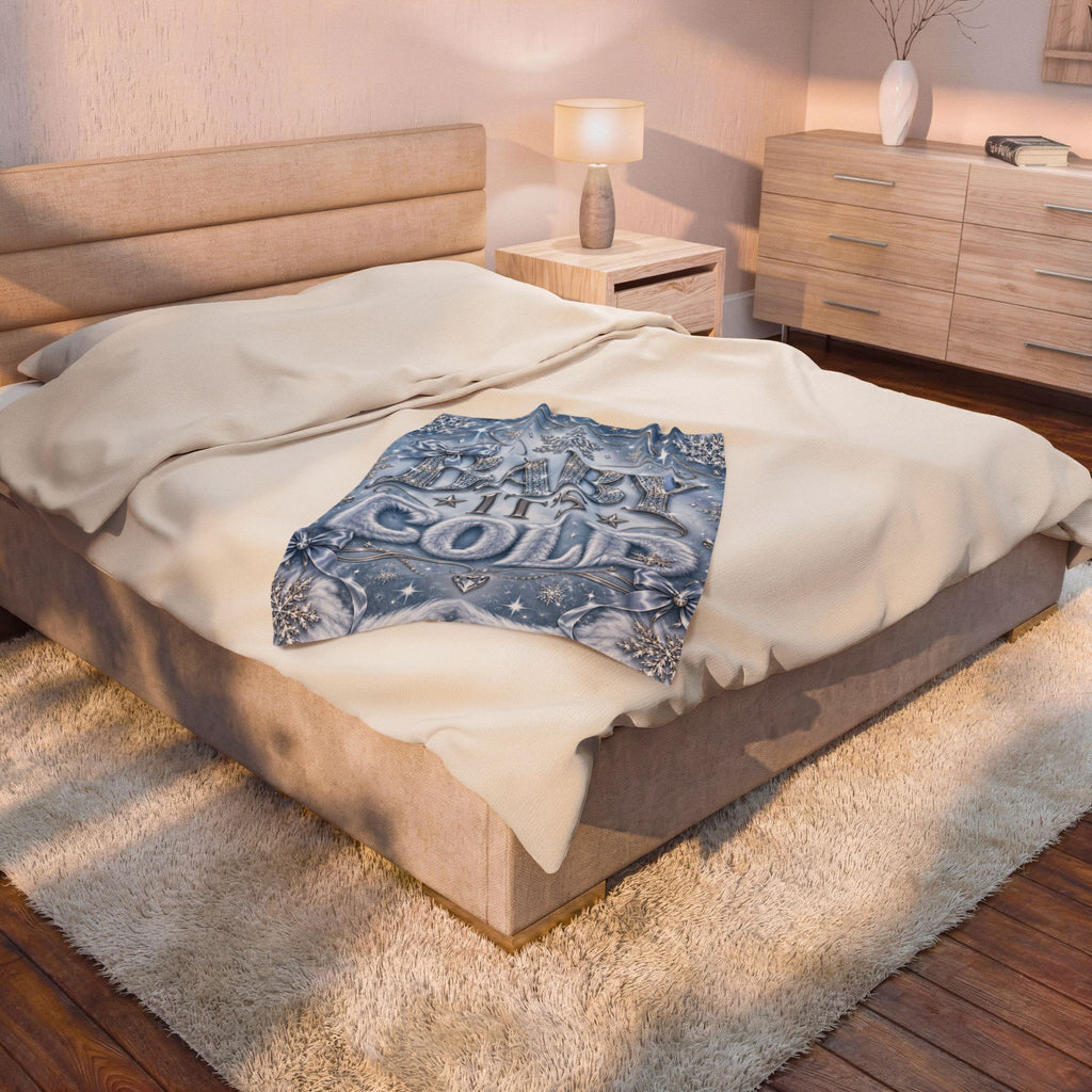 Baby It's Cold Velveteen Plush Blanket — Cozy Winter Snowflake Throw