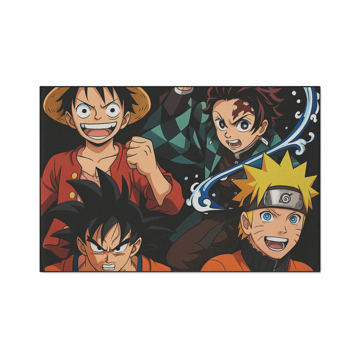 Anime Gift Heroes Group Floor Mat | Luffy Goku Tanjiro Naruto Rug