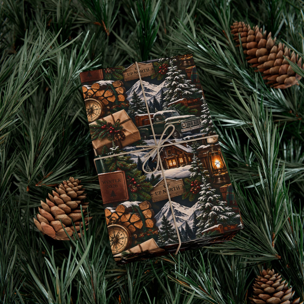 Cabin Season Christmas Wrapping Paper – Rustic Mountain Lodge & Winter Holiday Gift Wrap