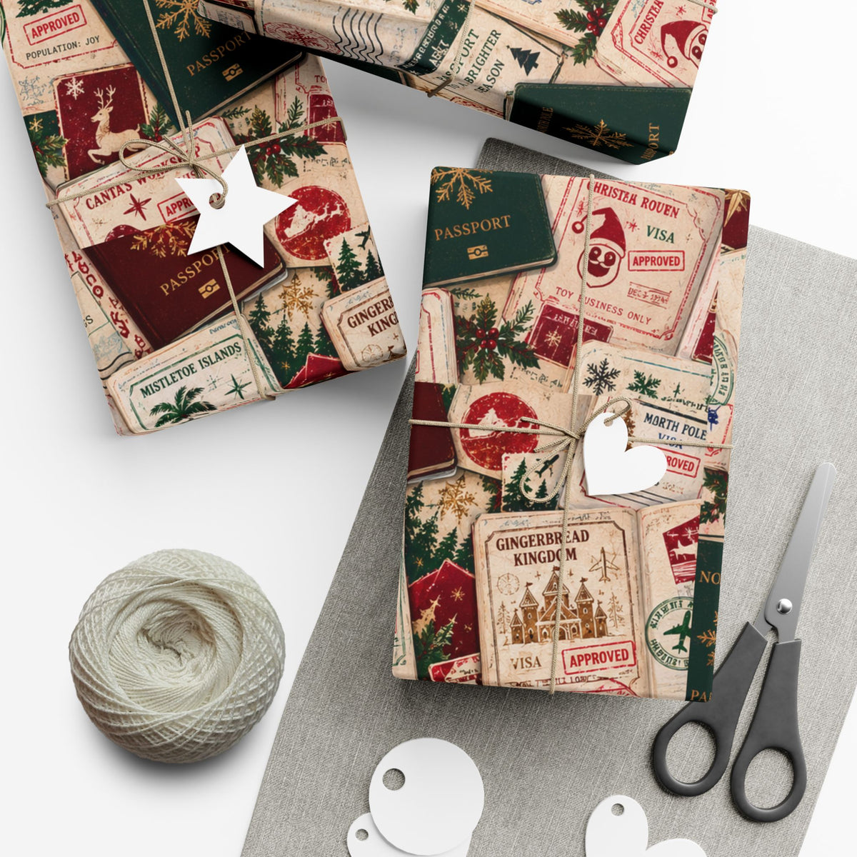 Christmas Passport Wrapping Paper – North Pole Holiday Travel Gift Wrap
