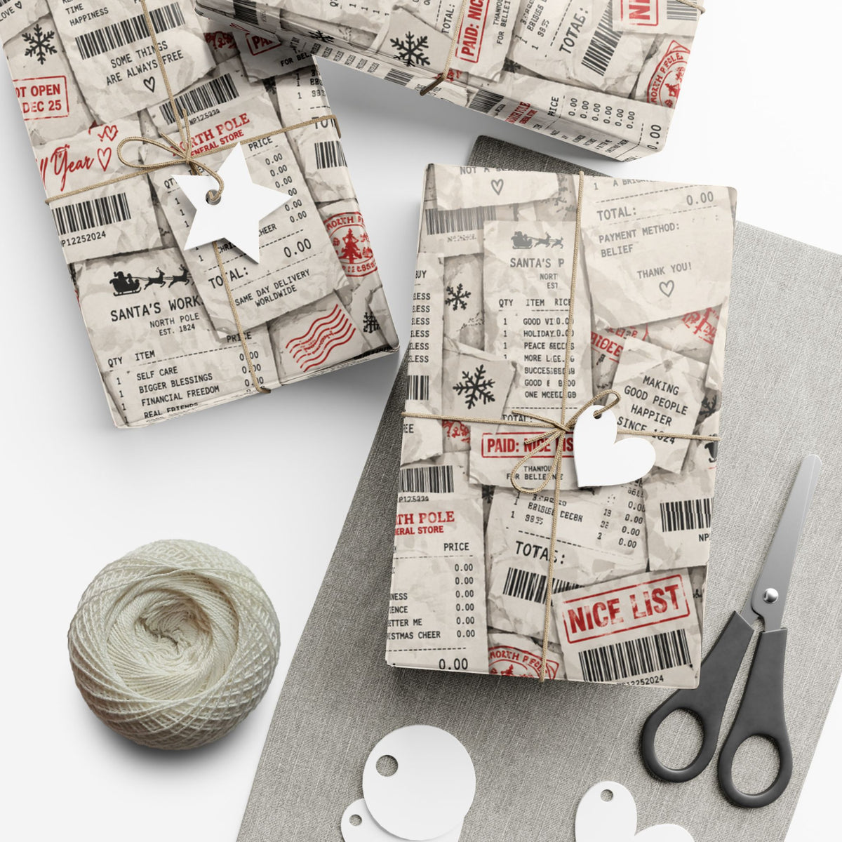 Receipt From Santa Christmas Wrapping Paper – Funny North Pole Receipt Holiday Gift Wrap
