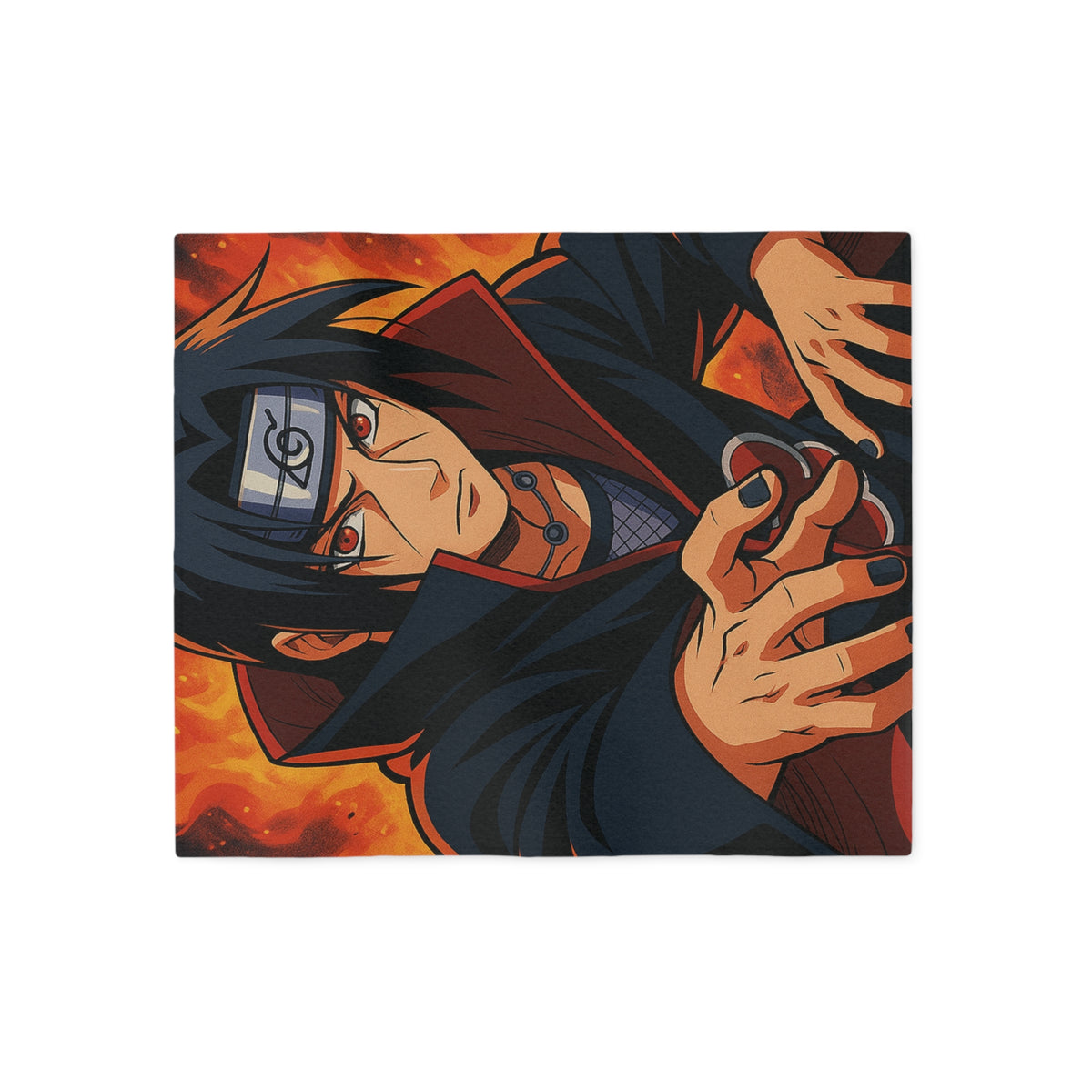 Anime Akatsuki Sasuke Sweatshirt Blanket | Anime Fire Scene
