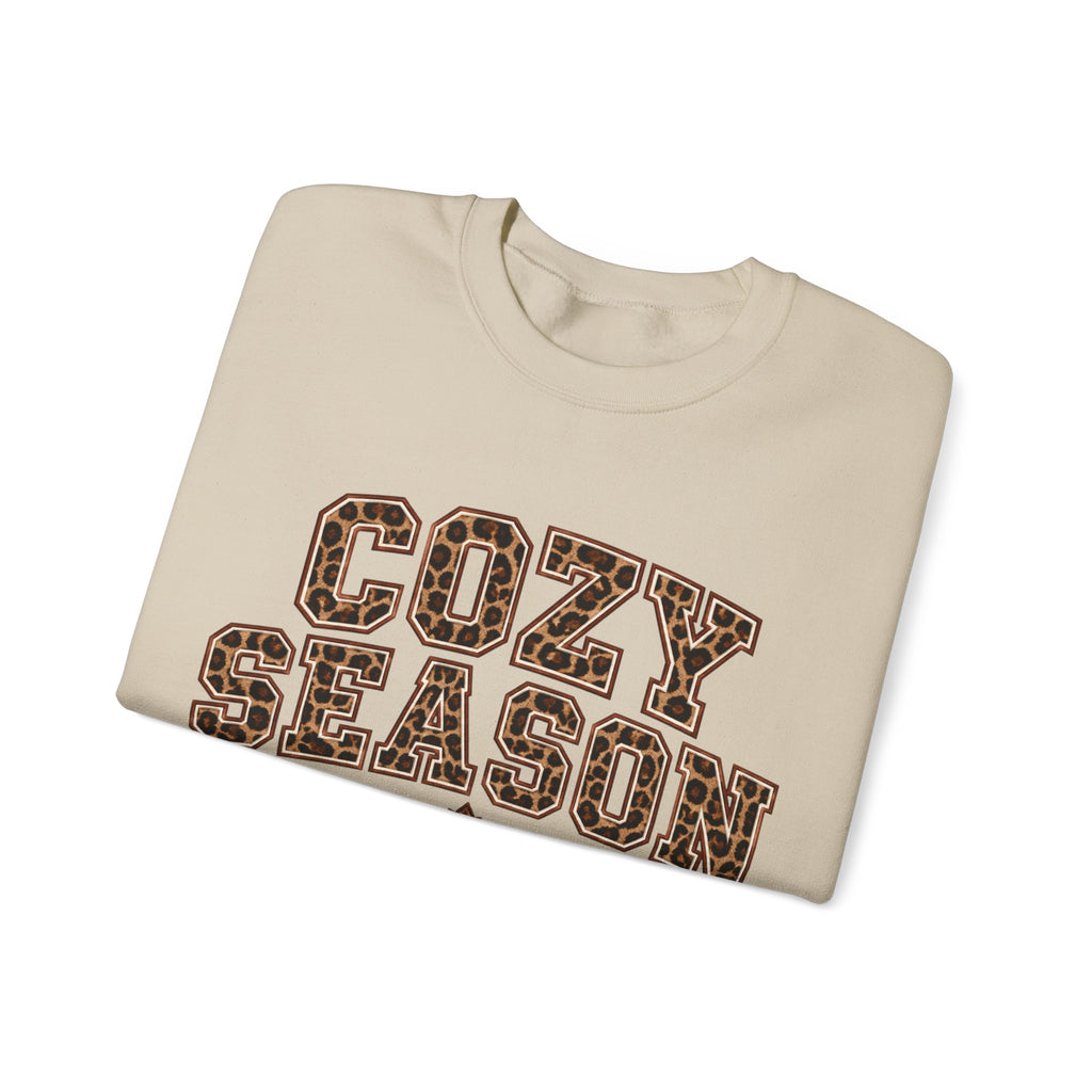 Cozy Season Sweatshirt — Leopard Print "Cozy Season" Fall Crewneck