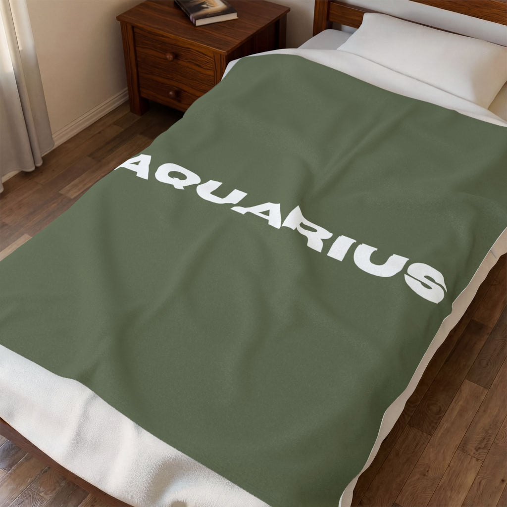 Custom Zodiac Blanket, Astrology Gift, Soft Throw, Custom Velveteen Plush in Sand, Sage, or Navy