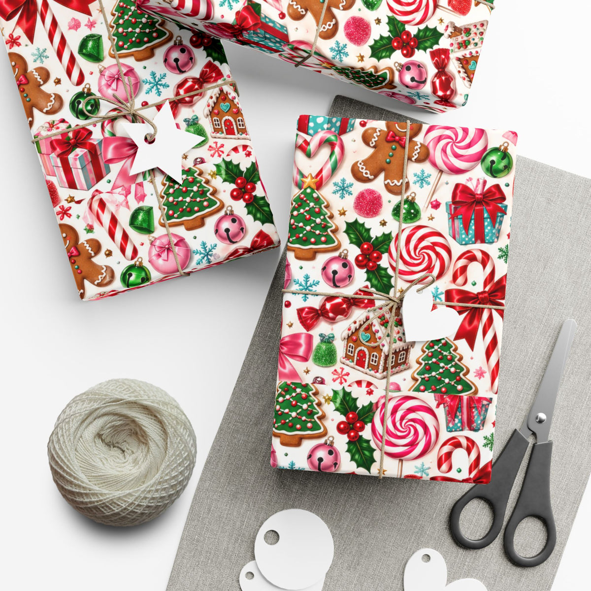 Christmas Candy Shop Wrapping Paper – Colorful Gingerbread & Peppermint Holiday Gift Wrap