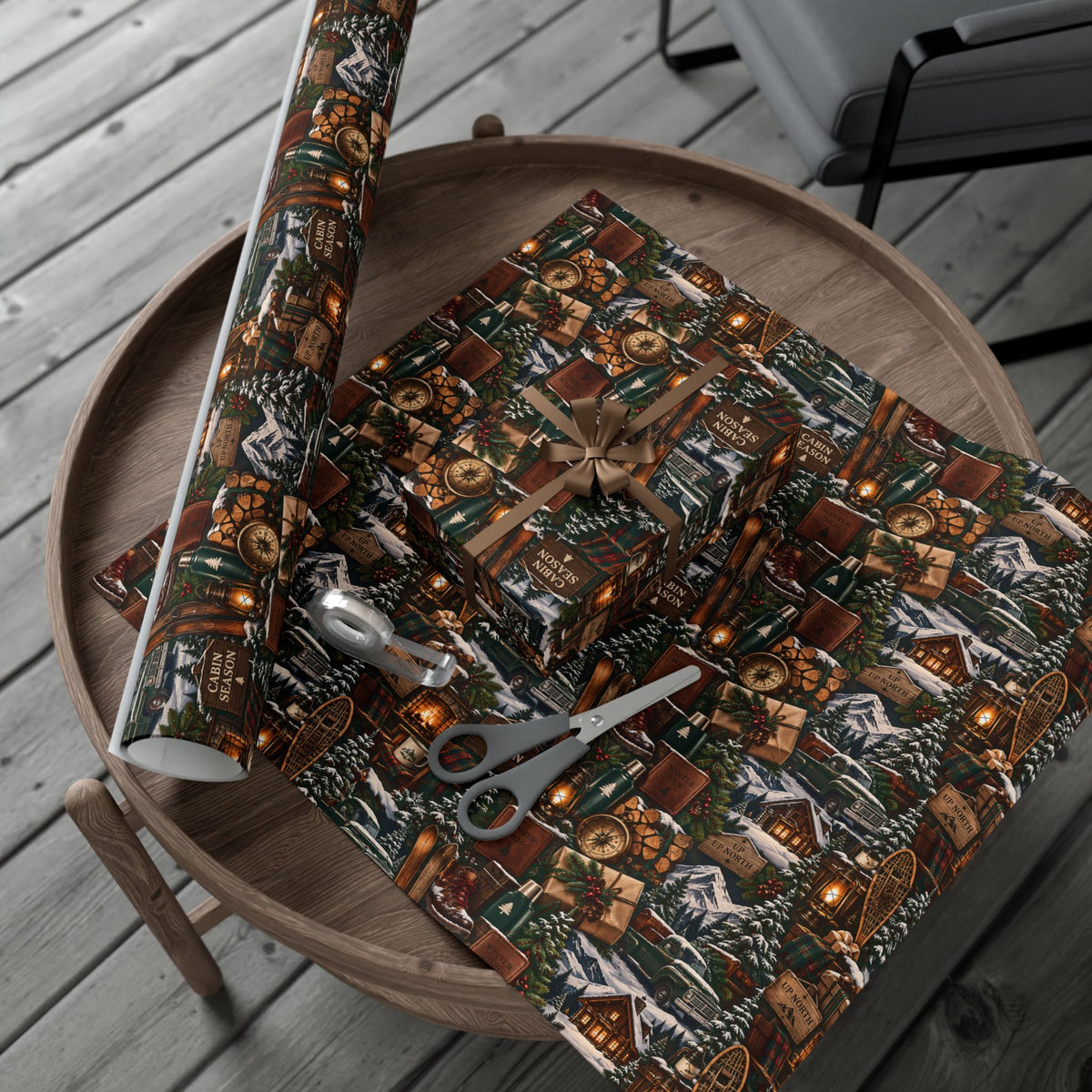Cabin Season Christmas Wrapping Paper – Rustic Mountain Lodge & Winter Holiday Gift Wrap