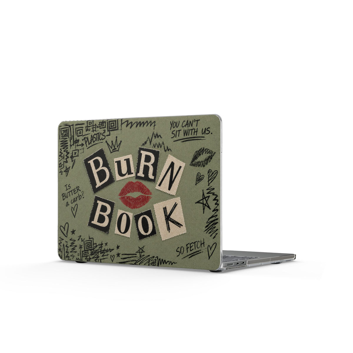 Burn Book Clear MacBook Case | Sage Green Gossip Note Design