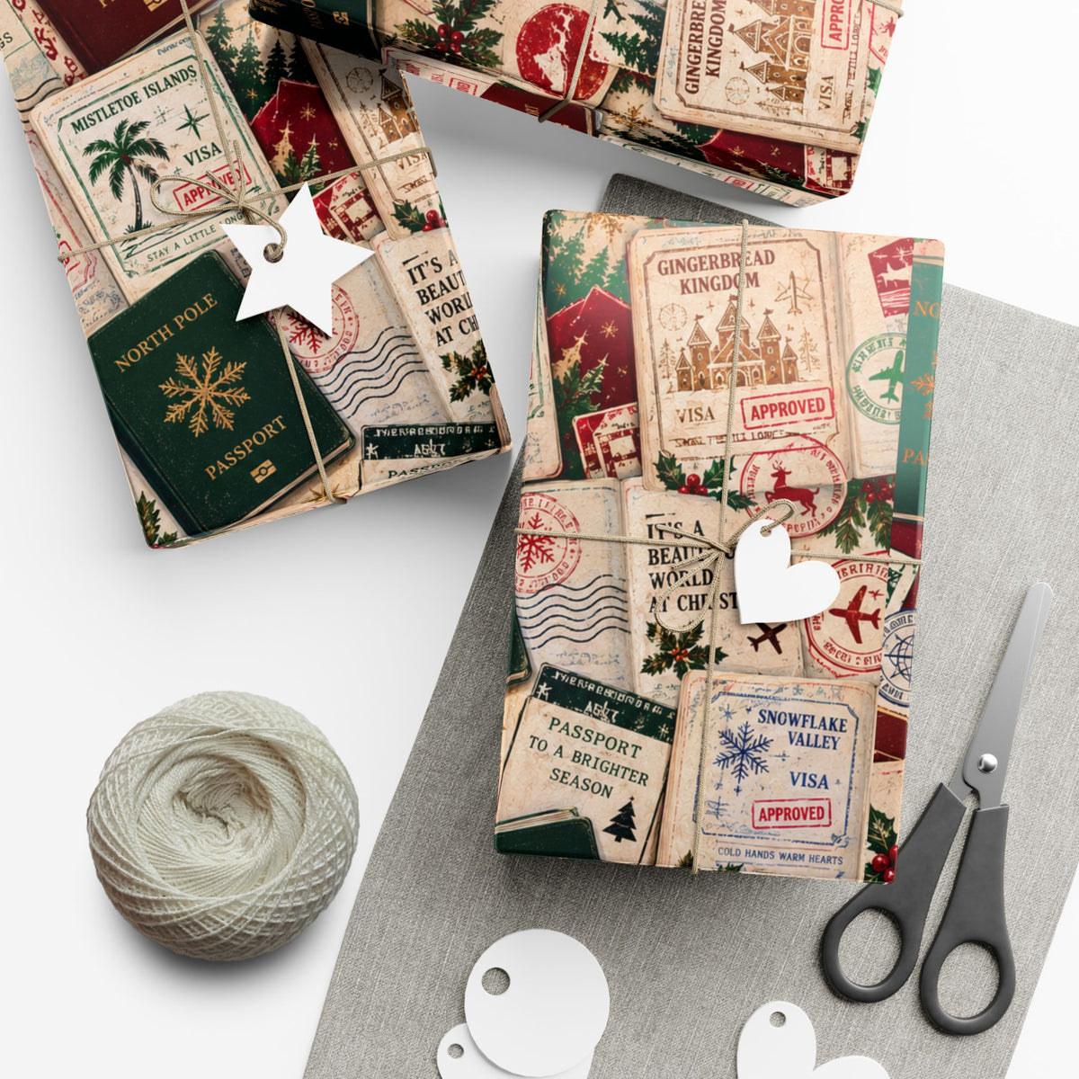 Christmas Passport Wrapping Paper – North Pole Holiday Travel Gift Wrap