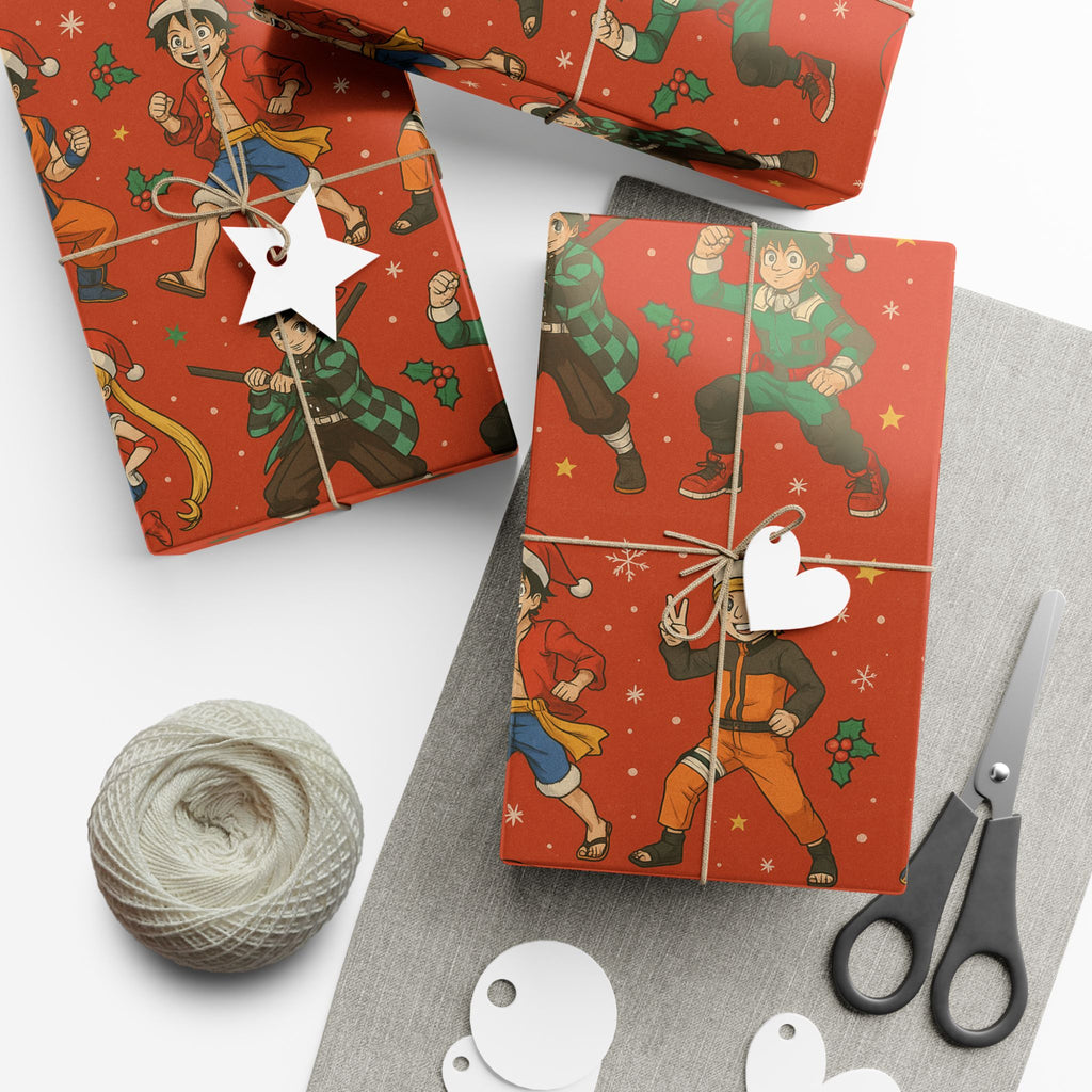 Christmas Anime Wrapping Paper, Festive Gift Wrap Papers for Holidays, Cute Xmas Wrapping Sheets, Unique Present Packaging Supplies, Cartoon