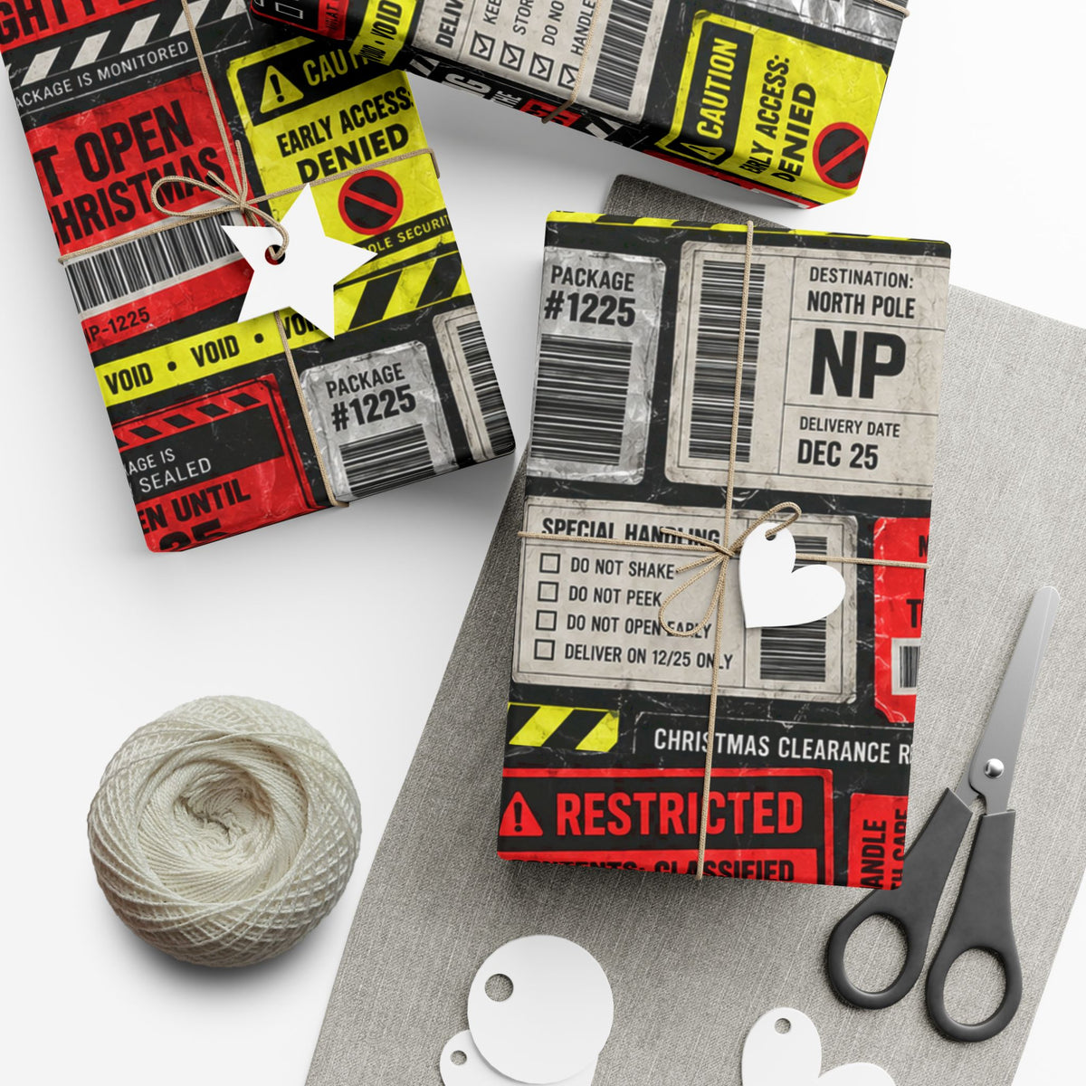 Do Not Open Until Christmas Wrapping Paper – North Pole Security Warning Gift Wrap