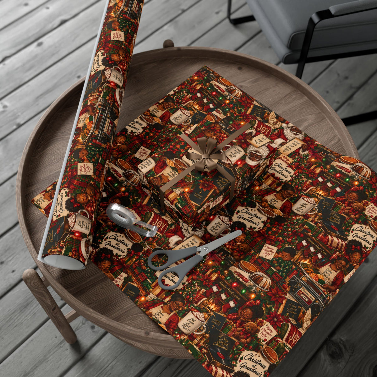 Christmas at Grandma’s Wrapping Paper – Black Family Nostalgia Holiday Gift Wrap