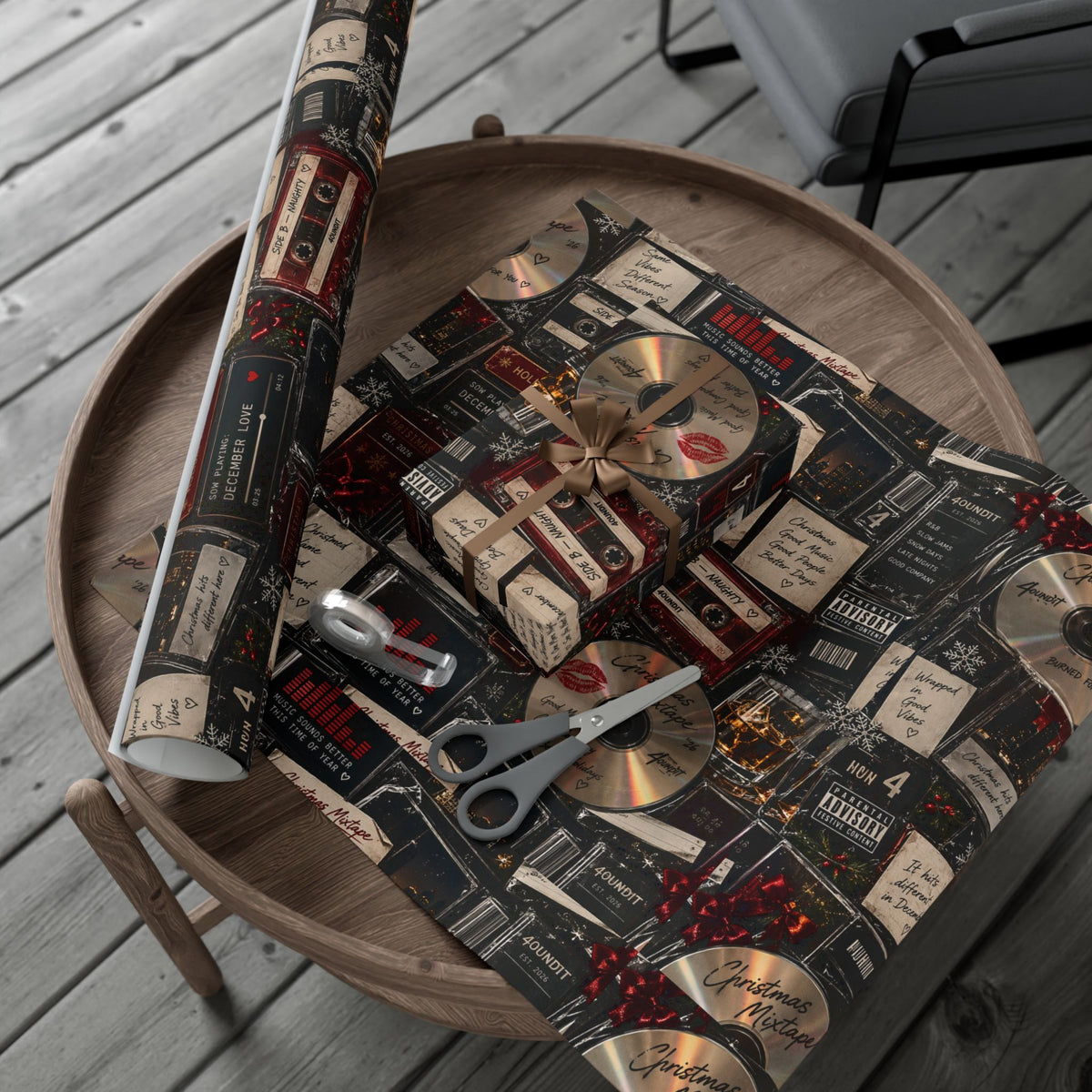 Christmas Mixtape Wrapping Paper – Retro R&B Y2K Holiday Music Gift Wrap