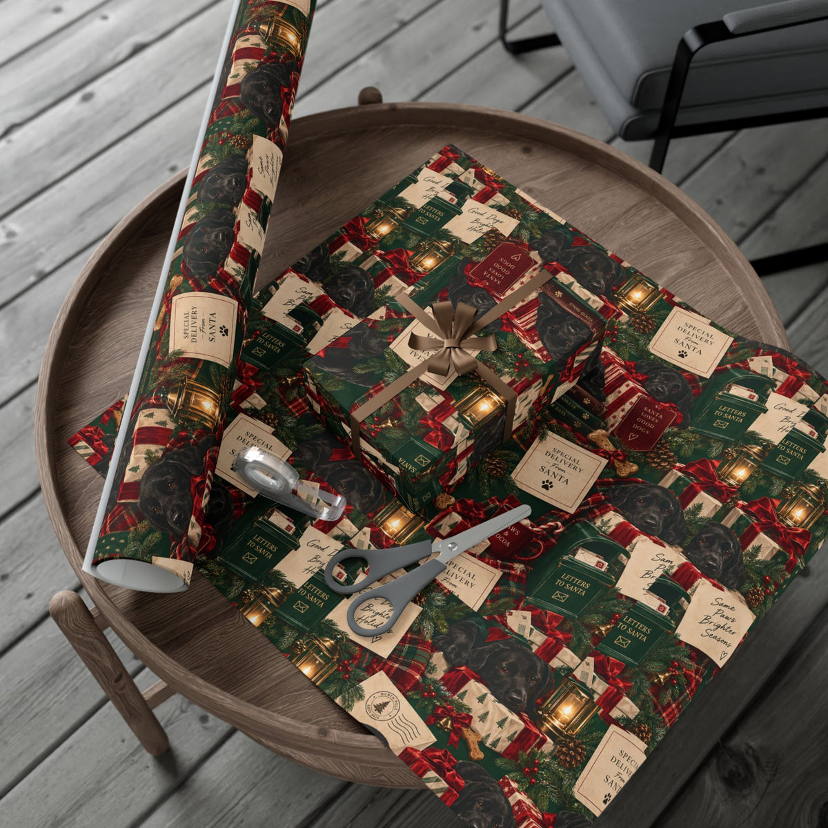 Santa Loves Good Dogs Christmas Wrapping Paper – Cozy Holiday Puppy Gift Wrap