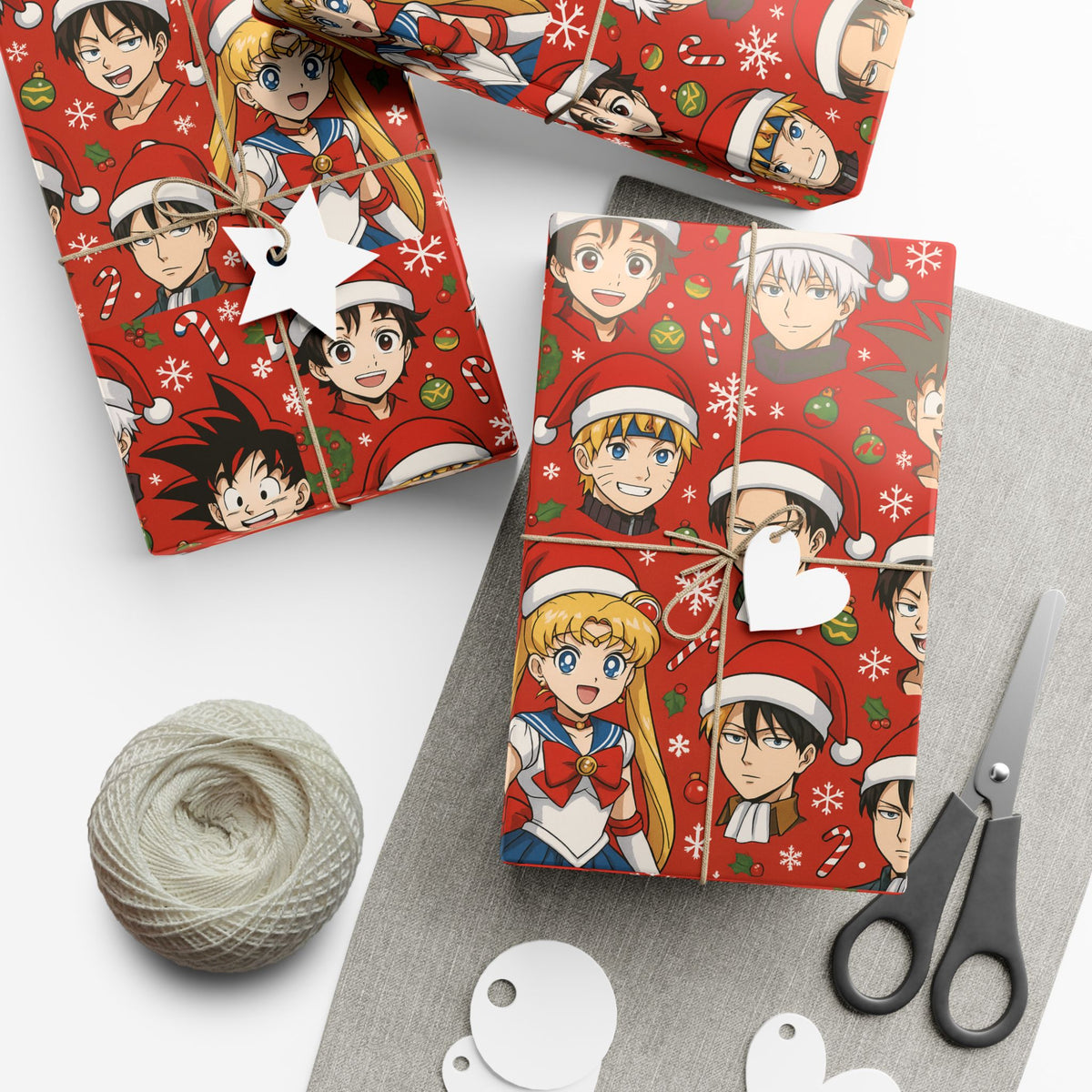 Christmas Anime Wrapping Paper, Festive Gift Wrap Papers for Holidays, Cute Xmas Wrapping Sheets, Unique Present Packaging Supplies, Cartoon