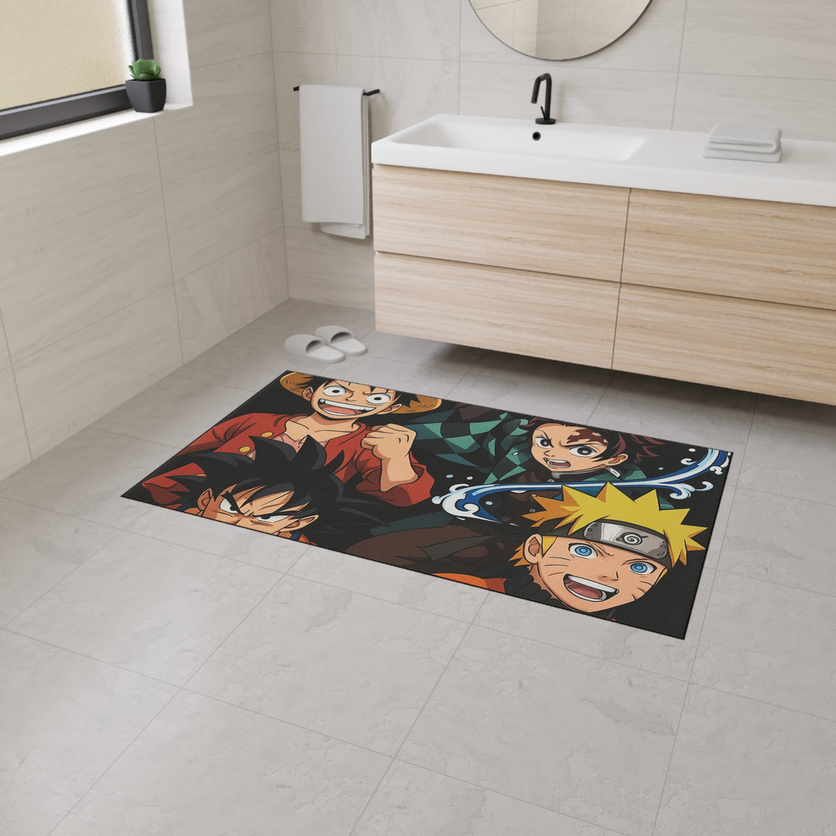 Anime Gift Heroes Group Floor Mat | Luffy Goku Tanjiro Naruto Rug
