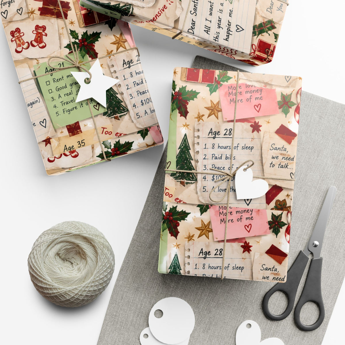 Dear Santa: Unsent Drafts Christmas Wrapping Paper – Funny Nostalgic Holiday Gift Wrap