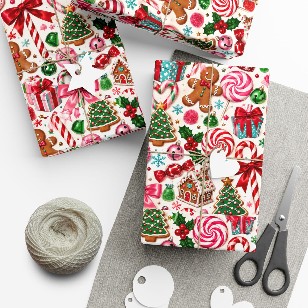 Christmas Candy Shop Wrapping Paper – Colorful Gingerbread & Peppermint Holiday Gift Wrap