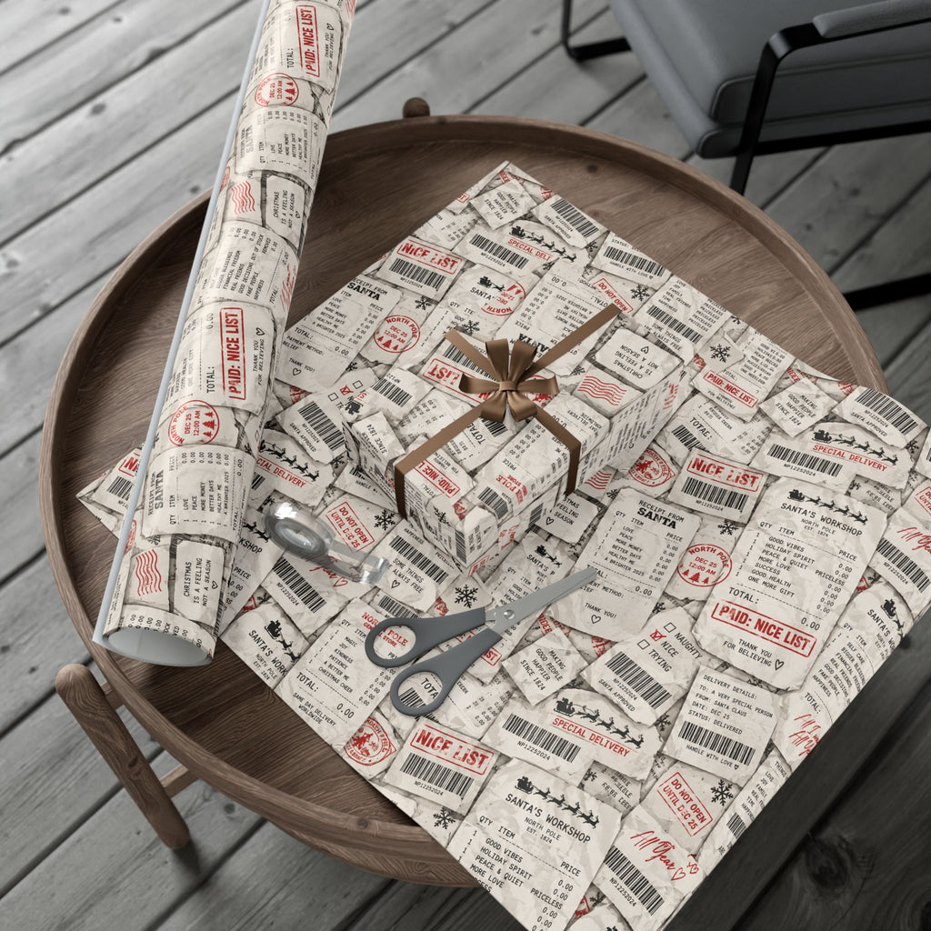 Receipt From Santa Christmas Wrapping Paper – Funny North Pole Receipt Holiday Gift Wrap