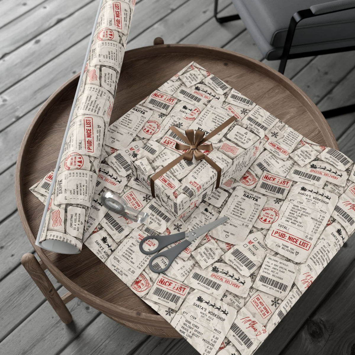 Receipt From Santa Christmas Wrapping Paper – Funny North Pole Receipt Holiday Gift Wrap