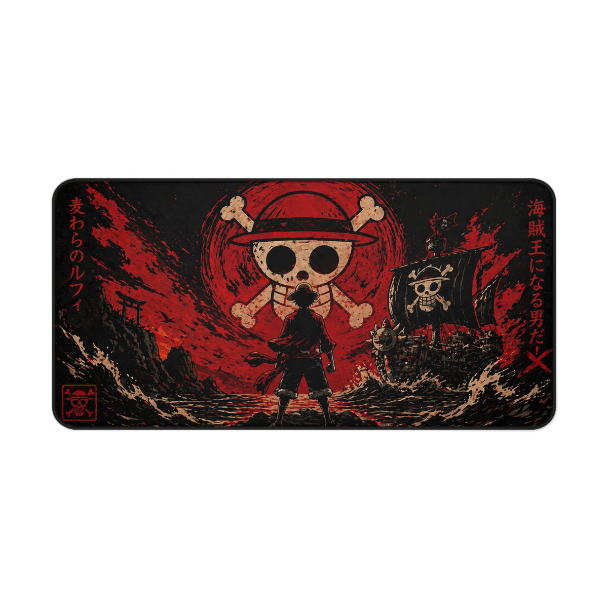 One Piece Inspired Pirate Skull Silhouette Desk Mat | Anime Pirate Flag Mousepad