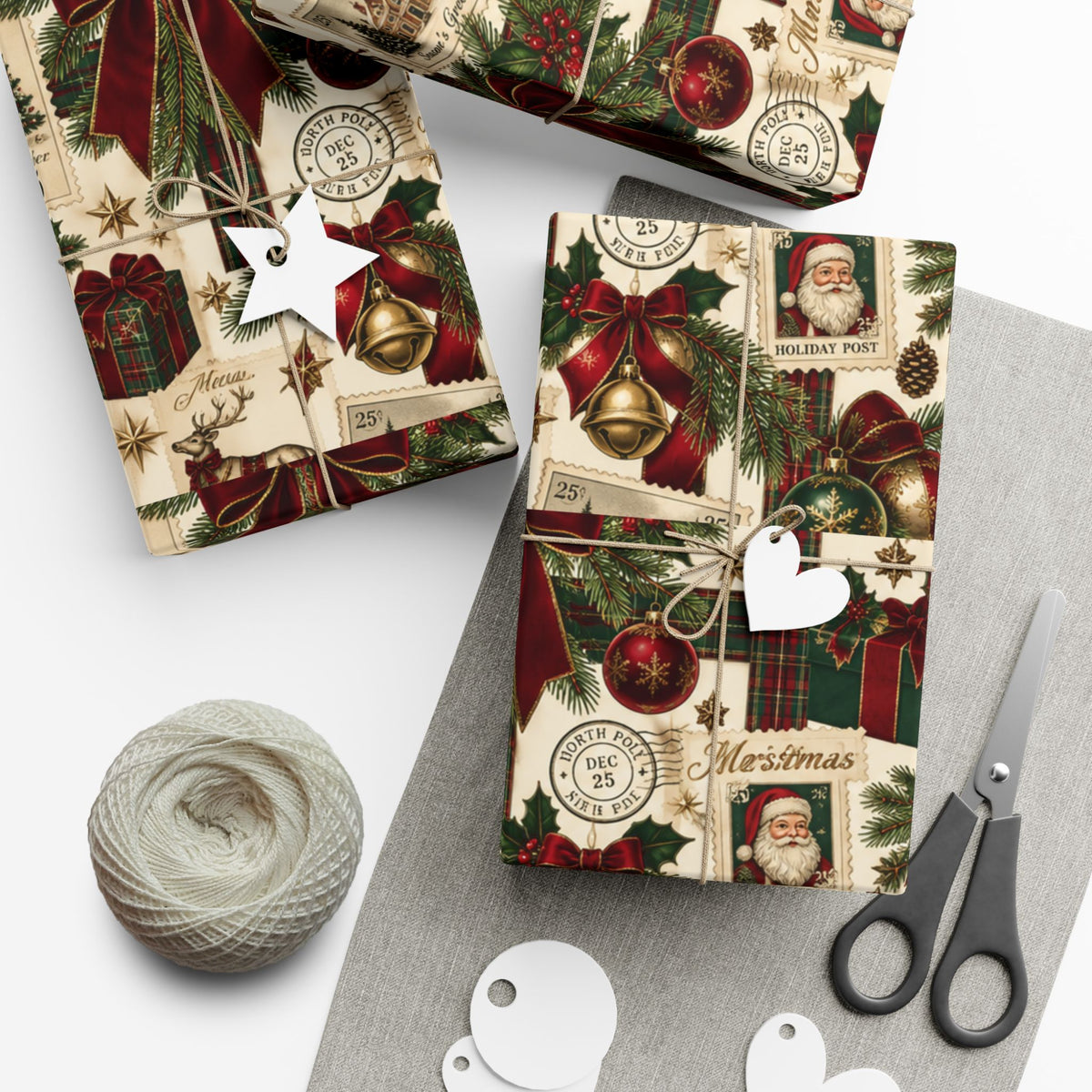 Christmas at the Estate Vintage Holiday Wrapping Paper – Tartan Plaid & Traditional Christmas Gift Wrap