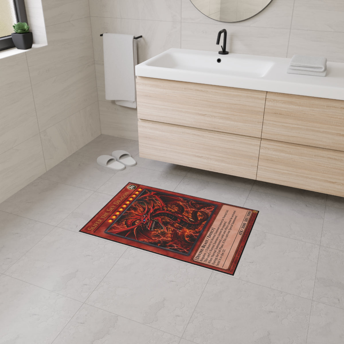 Yu Gi Oh Inspired Slifer the Sky Dragon Heavy Duty Floor Mat | Trading Card Monster Artwork