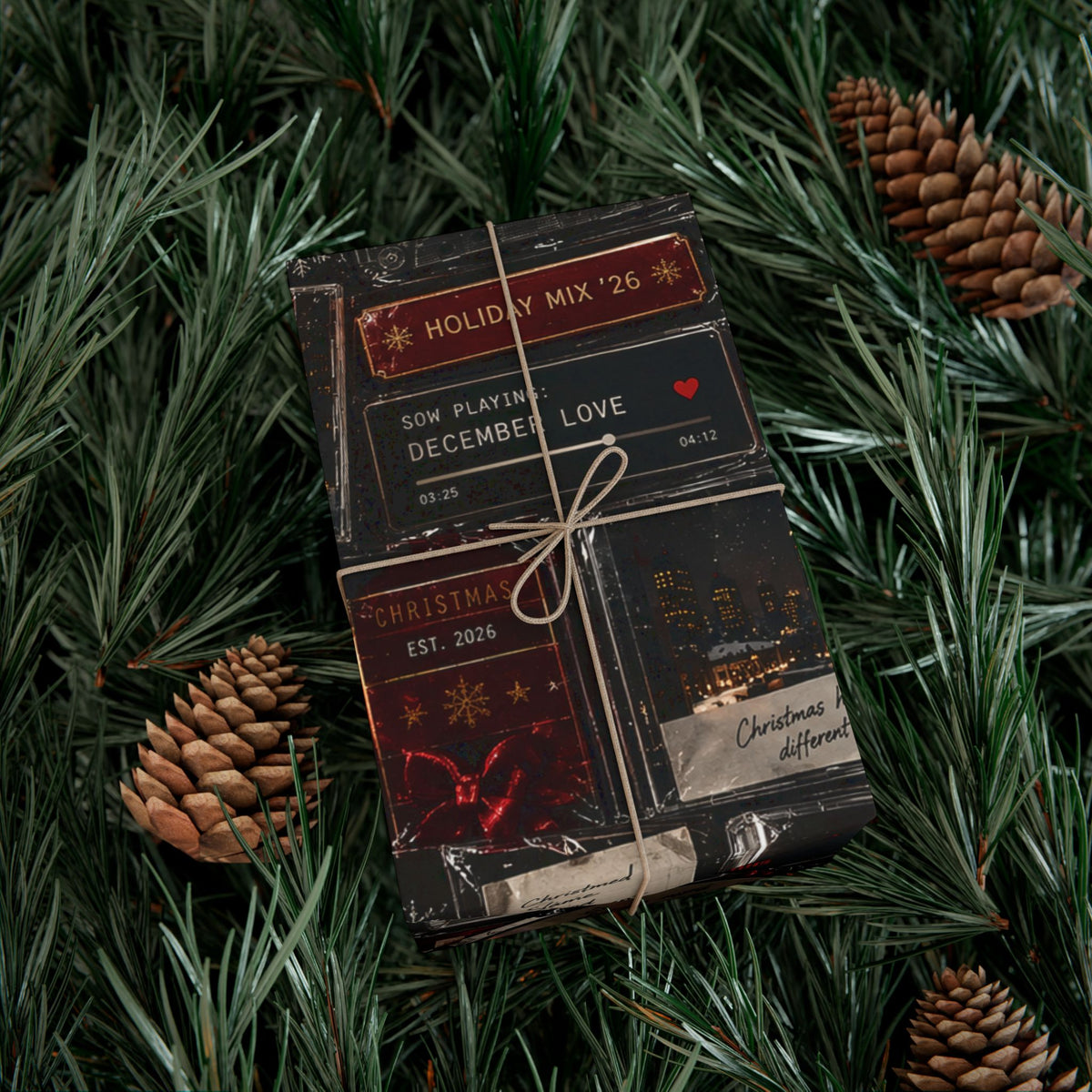 Christmas Mixtape Wrapping Paper – Retro R&B Y2K Holiday Music Gift Wrap