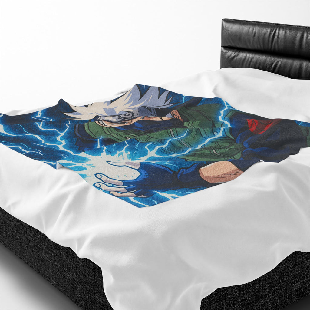 Kakashi Lightning Rasengan Anime Gift Plush Blanket | Anime Ninja Illustration