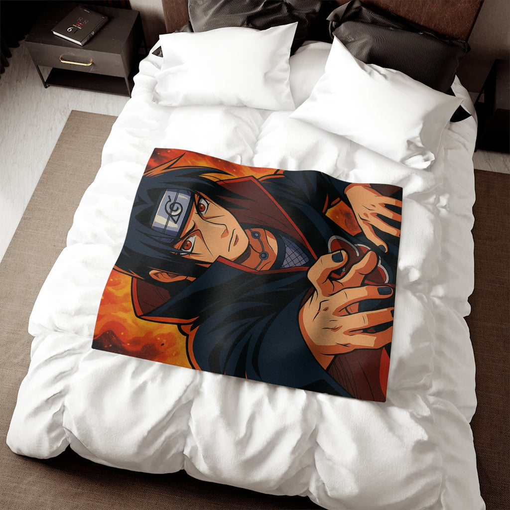 Anime Akatsuki Sasuke Sweatshirt Blanket | Anime Fire Scene