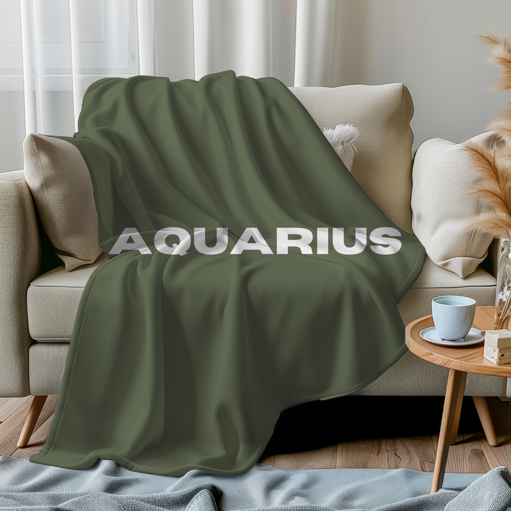 Custom Zodiac Blanket, Astrology Gift, Soft Throw, Custom Velveteen Plush in Sand, Sage, or Navy