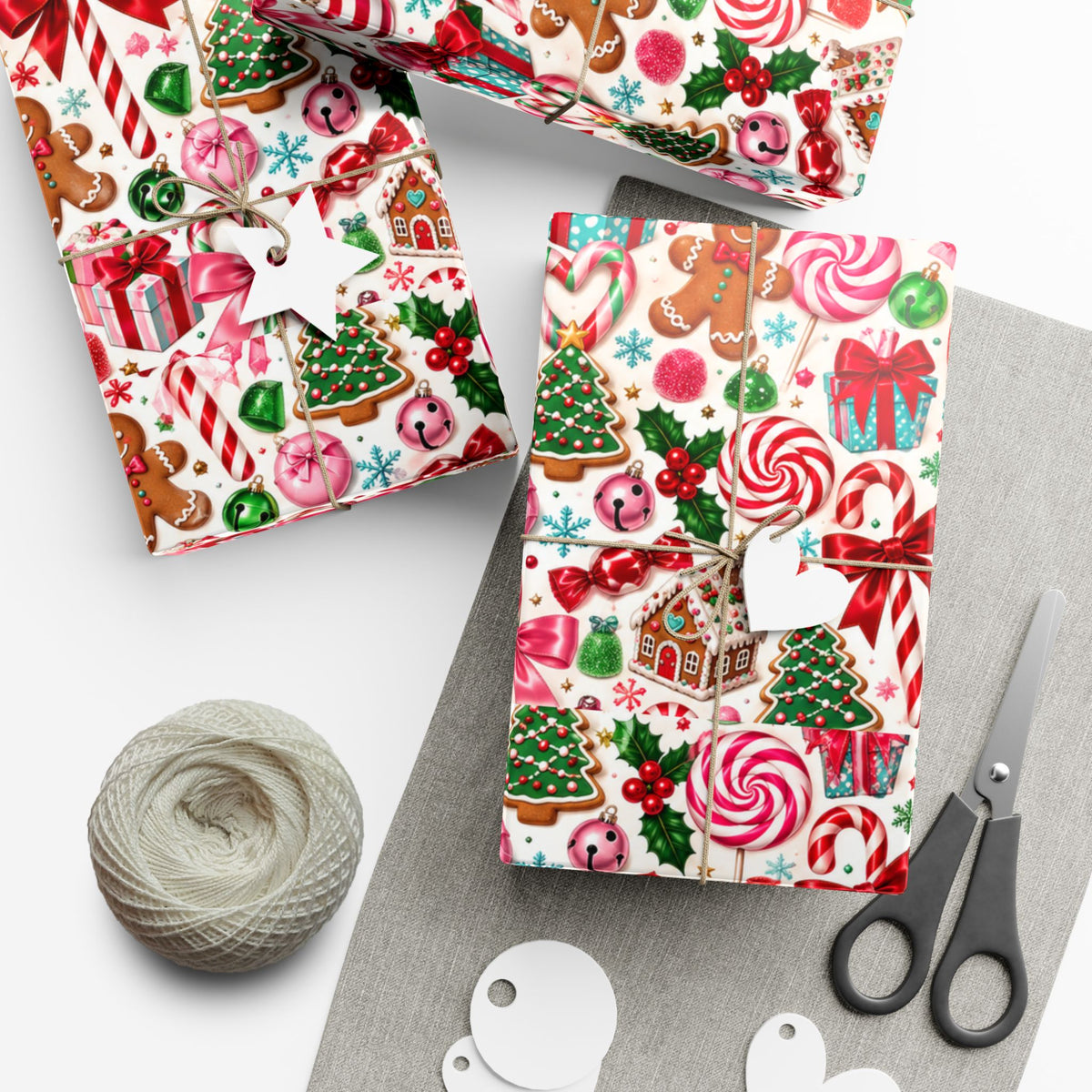 Christmas Candy Shop Wrapping Paper – Colorful Gingerbread & Peppermint Holiday Gift Wrap