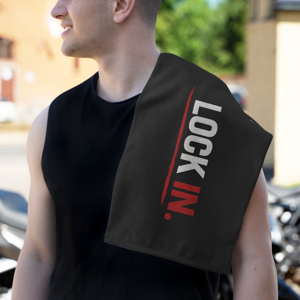 Rally Towel — "LOCK IN." Motivational Sports Rally Towel (11x18)