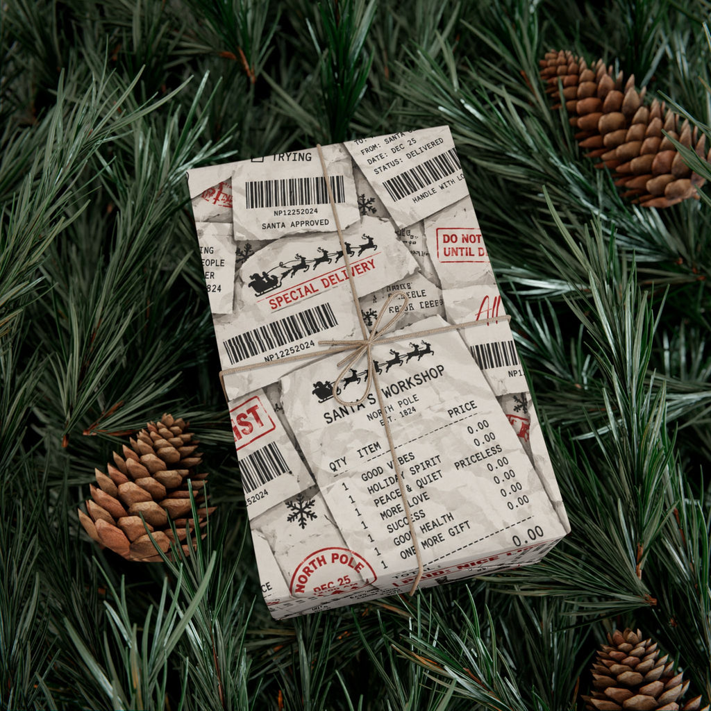Receipt From Santa Christmas Wrapping Paper – Funny North Pole Receipt Holiday Gift Wrap
