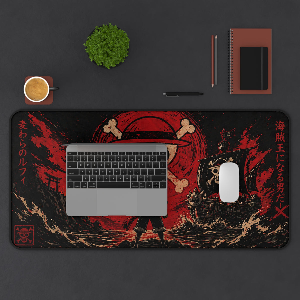 One Piece Inspired Pirate Skull Silhouette Desk Mat | Anime Pirate Flag Mousepad