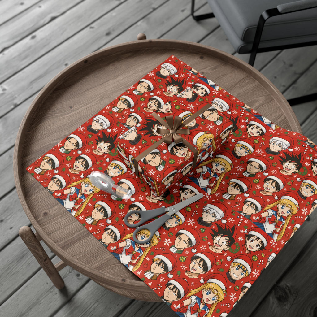 Christmas Anime Wrapping Paper, Festive Gift Wrap Papers for Holidays, Cute Xmas Wrapping Sheets, Unique Present Packaging Supplies, Cartoon