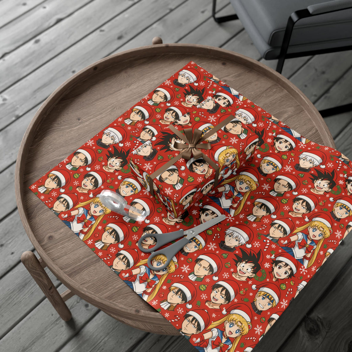 Christmas Anime Wrapping Paper, Festive Gift Wrap Papers for Holidays, Cute Xmas Wrapping Sheets, Unique Present Packaging Supplies, Cartoon