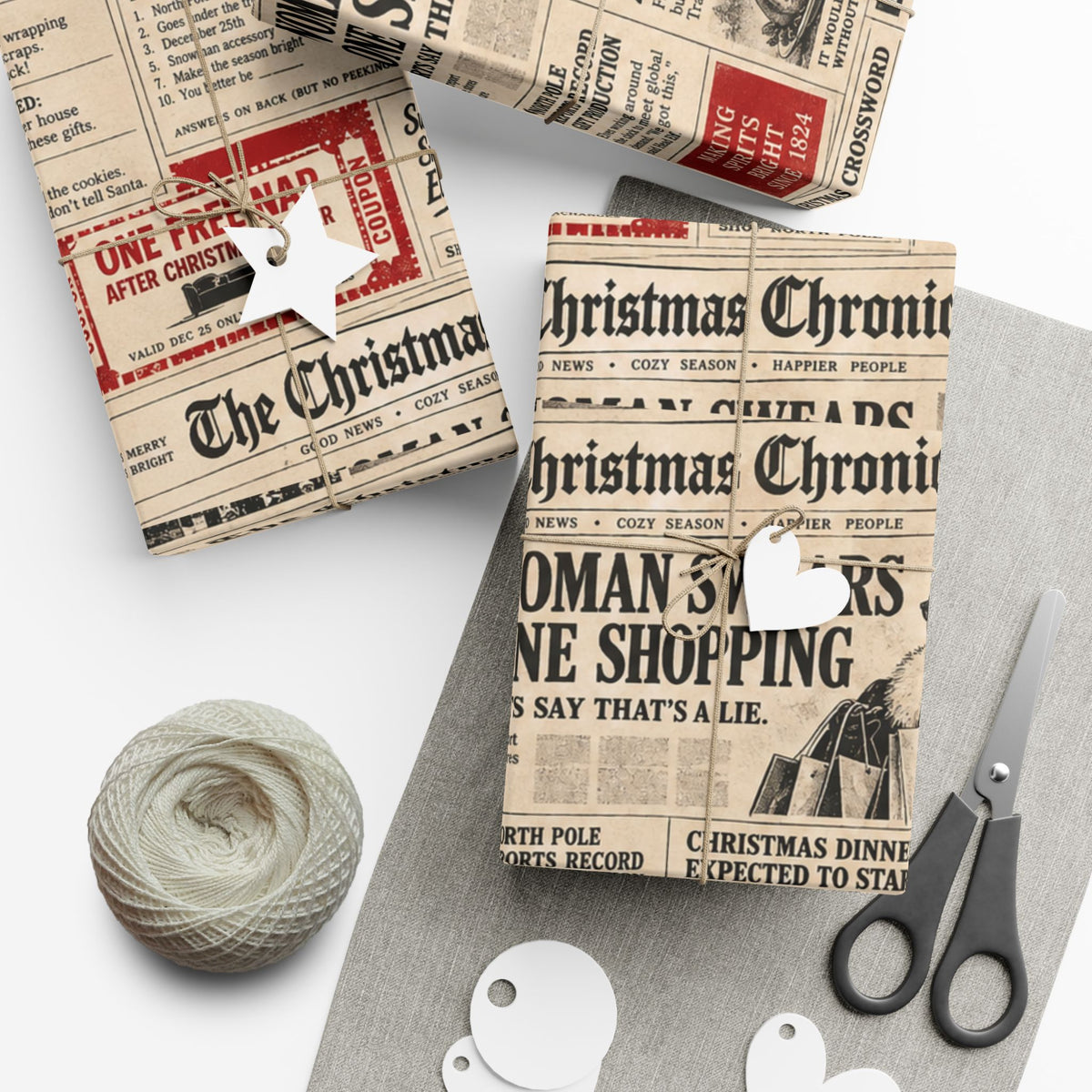 Christmas Classifieds Wrapping Paper – Funny Vintage Newspaper Holiday Gift Wrap