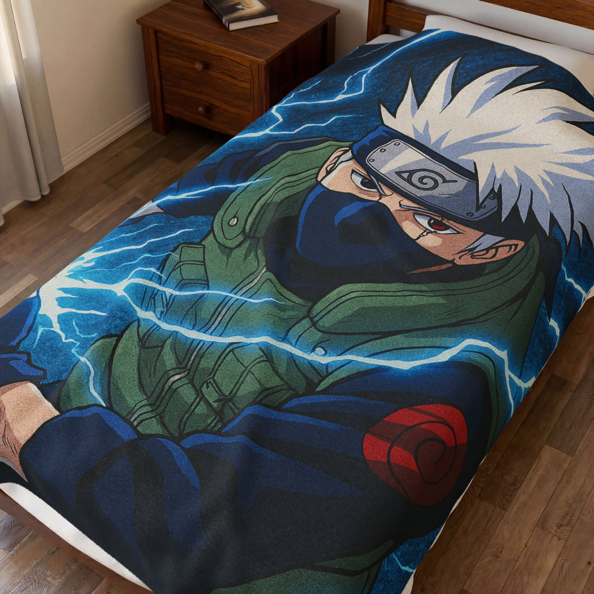 Kakashi Lightning Rasengan Anime Gift Plush Blanket | Anime Ninja Illustration