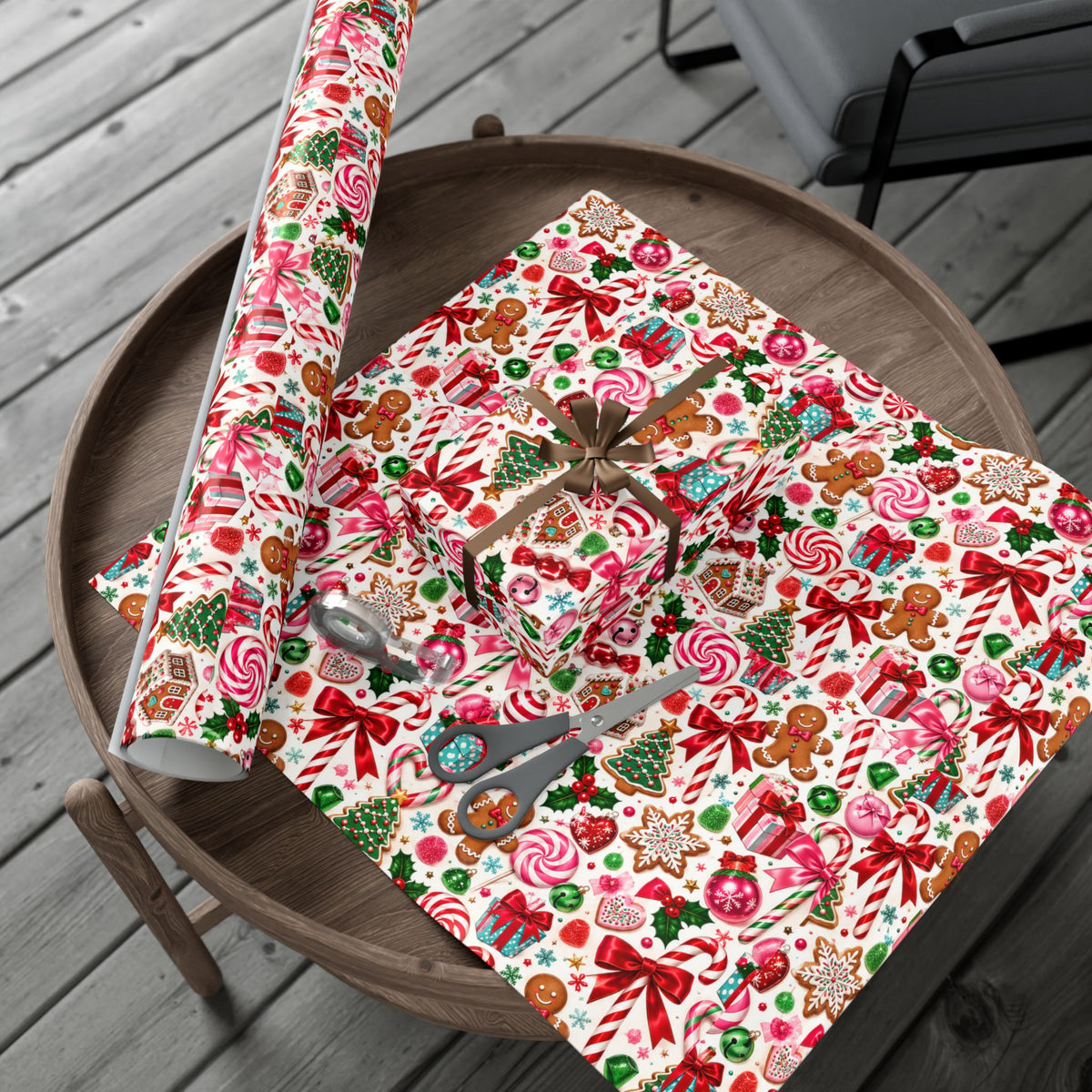 Christmas Candy Shop Wrapping Paper – Colorful Gingerbread & Peppermint Holiday Gift Wrap